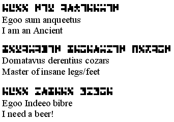 A sample of the Ancient font.
