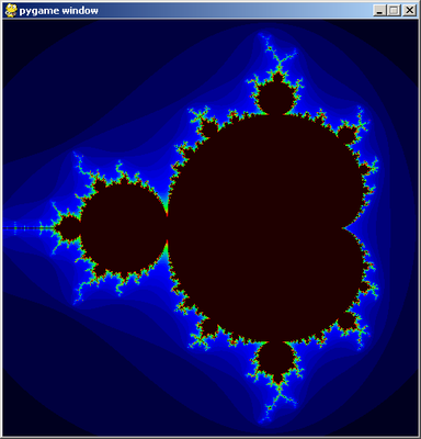 A mandlebrot set drawn with Python and Pygame.